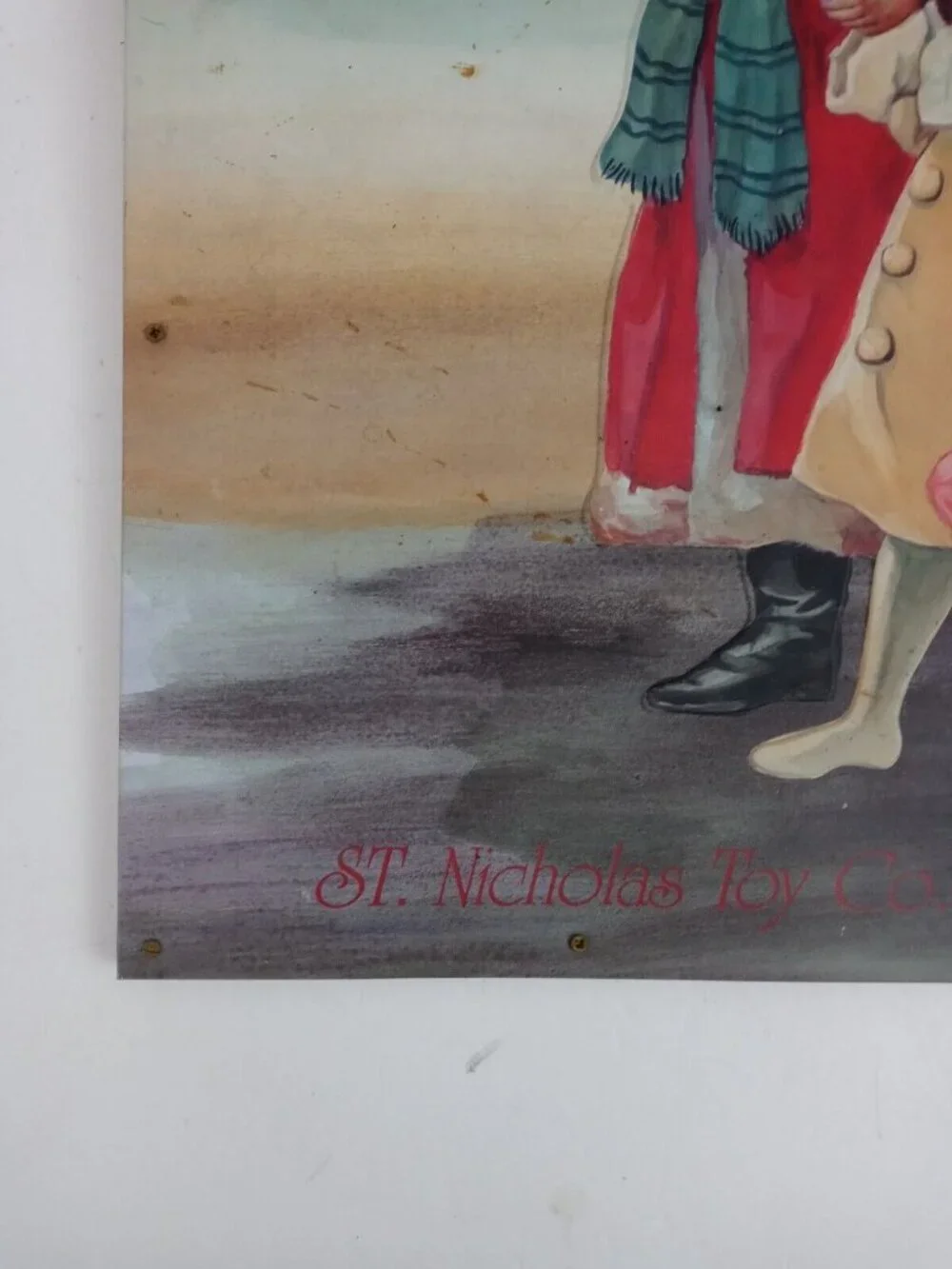 Vintage Tin Christmas Sign St. Nicholas Toy Co 1894 Santa Victorian Reproduction